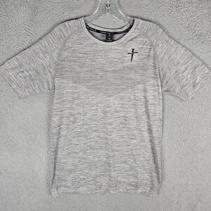 Three Nails T-Shirt Mens M Grey Seamless Training Top Cross Logo Activewear